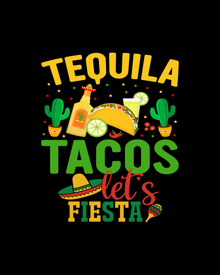 Mexican Tequila and Tacos Cinco De Mayo Digital Art by Orgence Matungwa