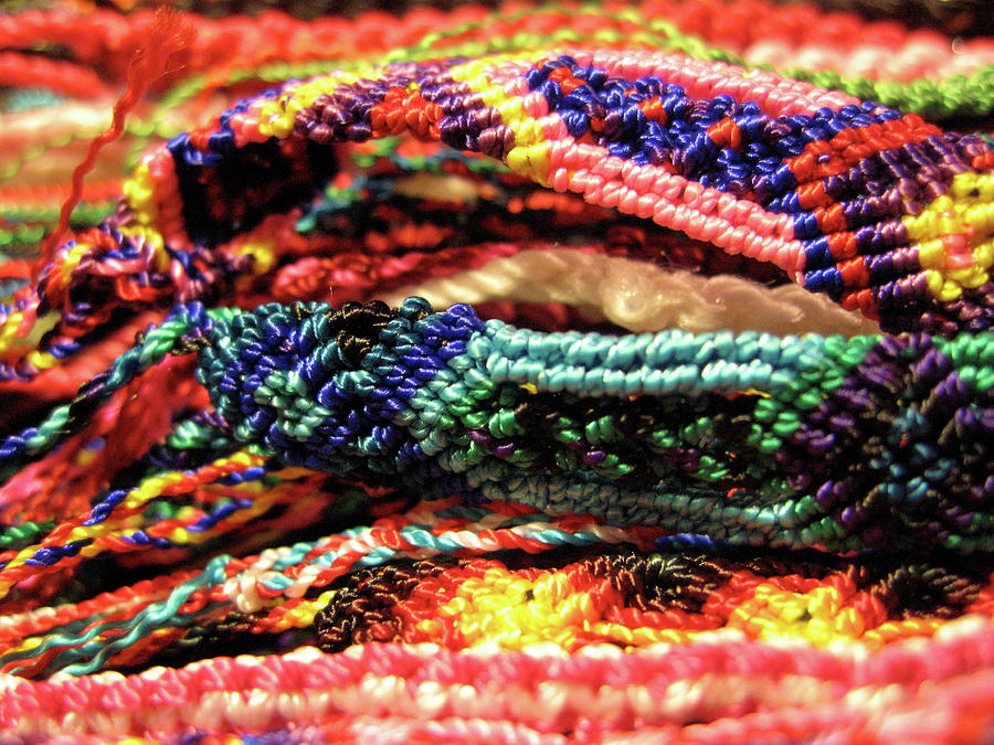 Mexican Textiles Detail of Hand Woven Friendship Bracelets Photograph by Lorena Cassady