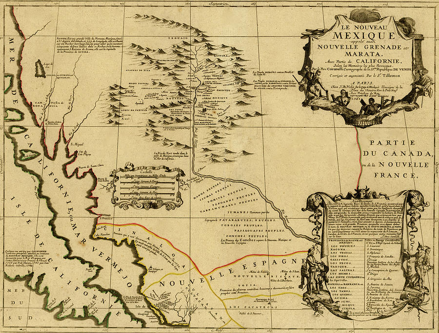 Map Drawing - Mexico and California 1742 by Vintage Maps
