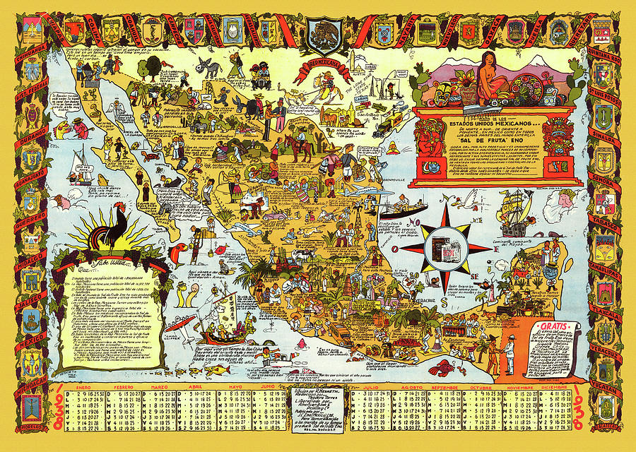 Mexico Cartoon Map Digital Art by Gary Grayson