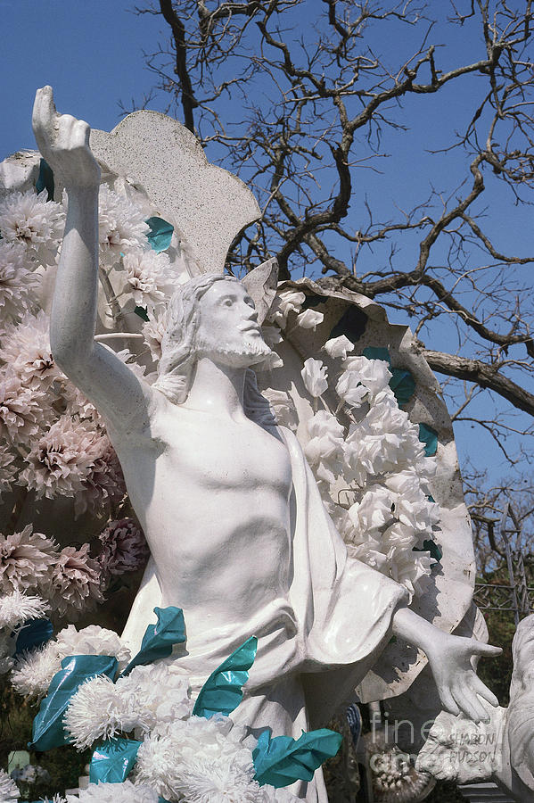 Mexico cemetery sculpture - The Resurrection of Christ Photograph by Sharon Hudson