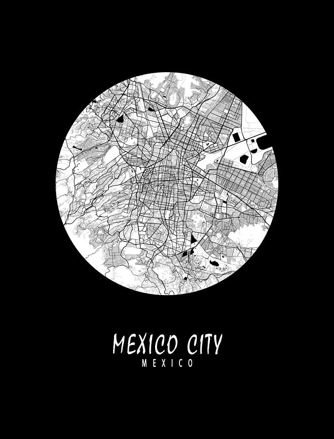 Mexico City Map - Full Moon Digital Art by Lotus Leafal - Fine Art America