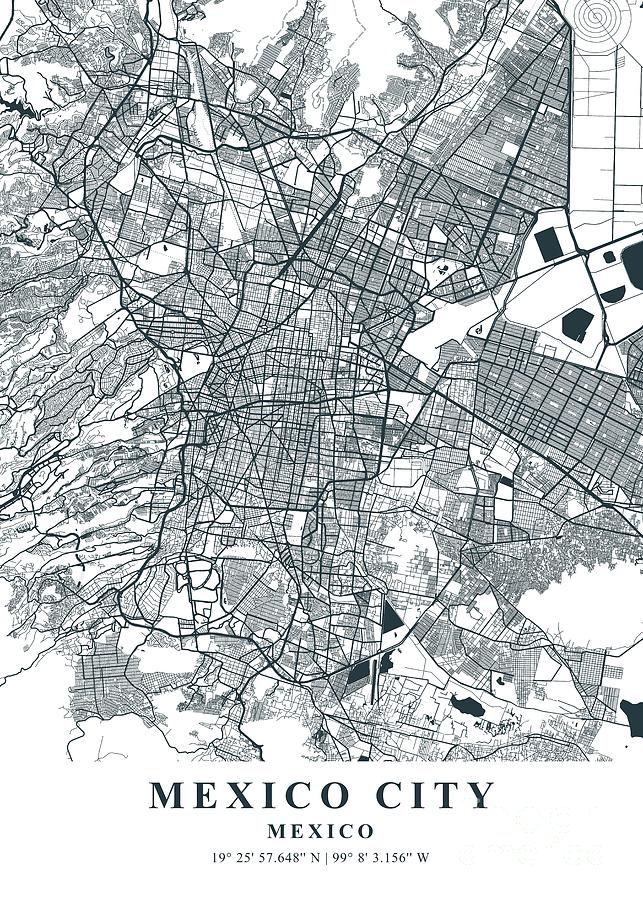 Mexico City - Mexico Dusk Plane Map Photograph By Tien Stencil 