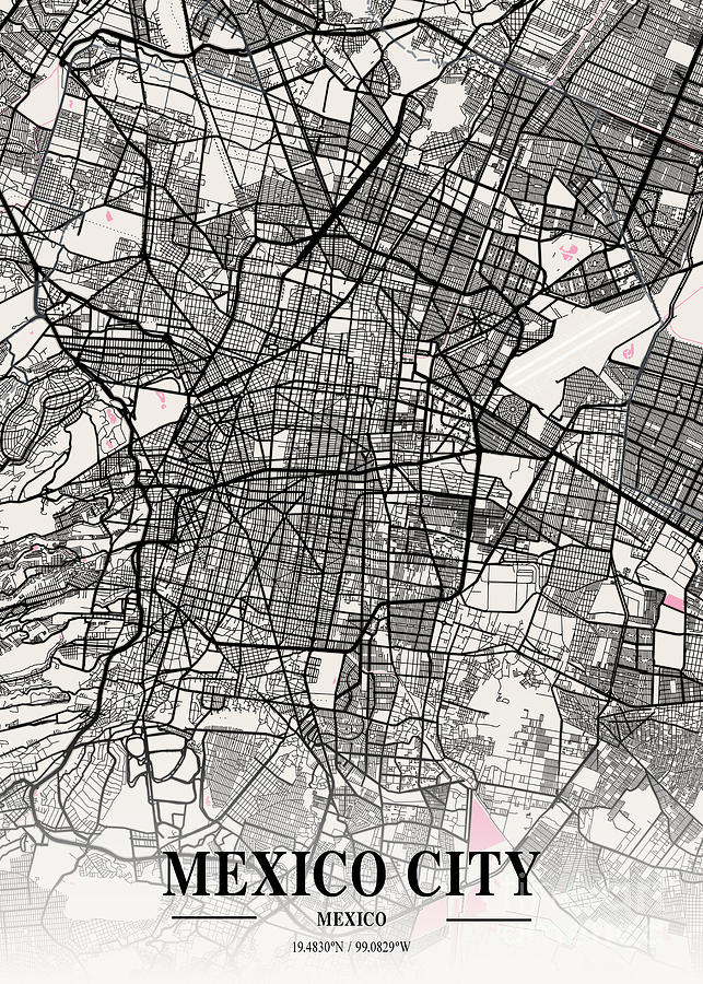 Mexico City - Mexico Neapolitan City Map Digital Art By Tien Stencil 