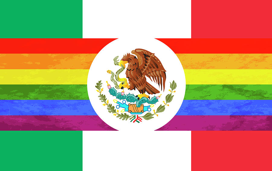 Mexico Lgbtq Gay Pride Day National Flag Mexican Parade  Painting by Tony Rubino