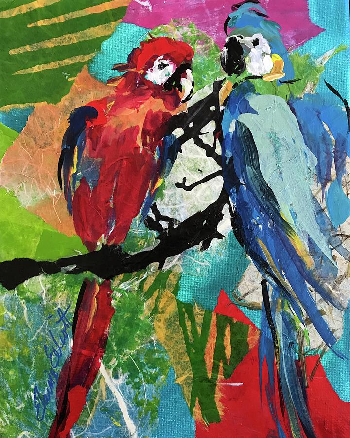 Mexico Macaws  Painting by Elaine Elliott