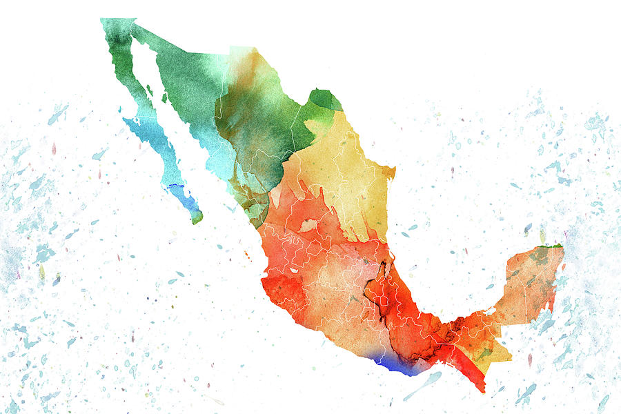 Mexico Map Colorful Drops Digital Art by Chara - Fine Art America