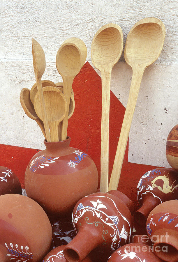 abstract Mexico photographs - Jugs and Large Spoons Photograph by Sharon Hudson