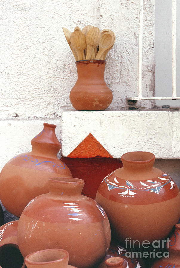 abstract Mexico photos - Jugs and Small Spoons Photograph by Sharon Hudson