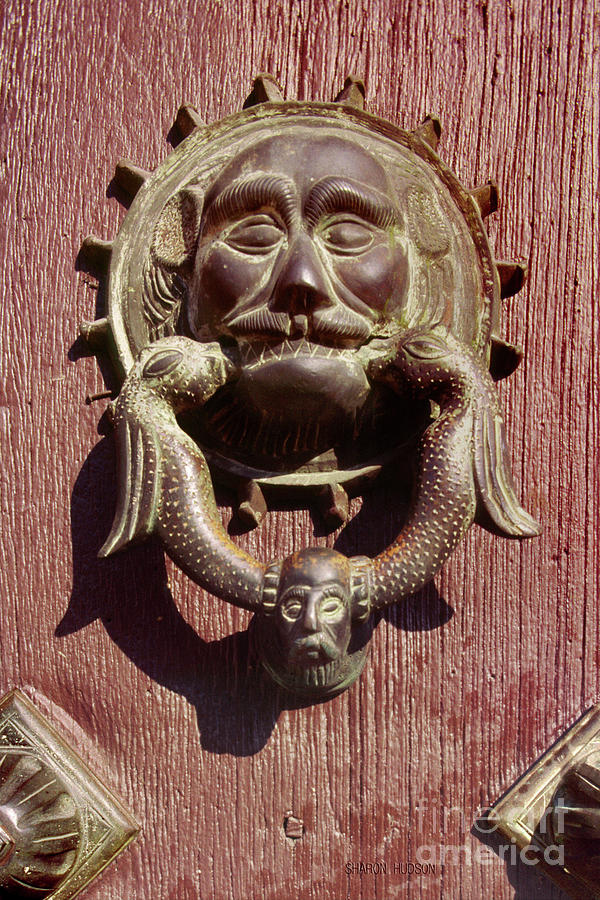Mexico photographs - Red Door Knocker Photograph by Sharon Hudson