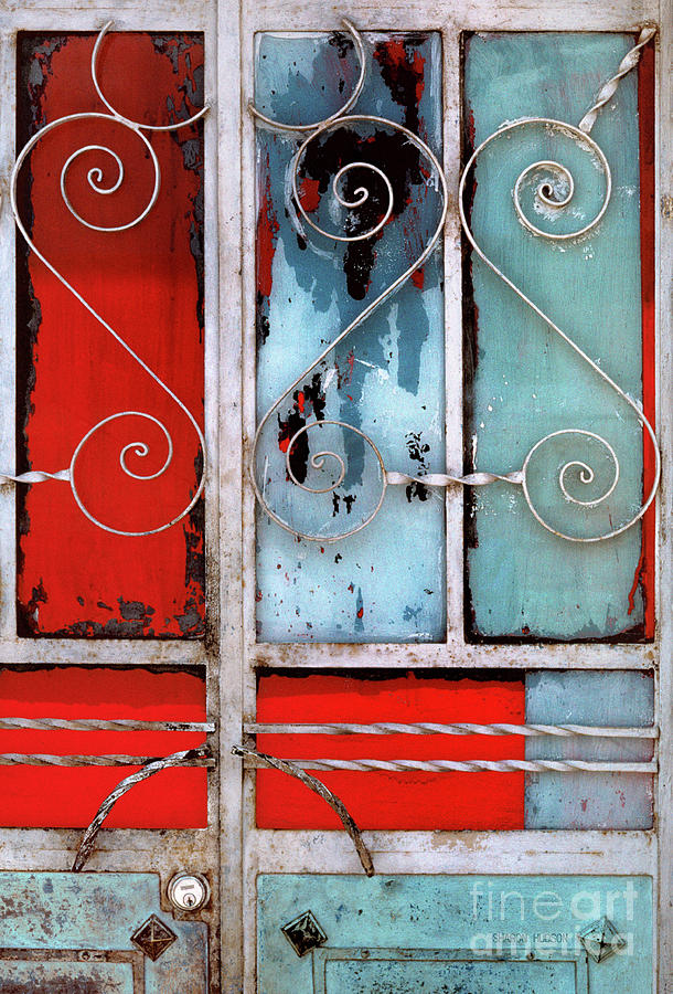 Mexico photos - Red White and Blue Door Photograph by Sharon Hudson