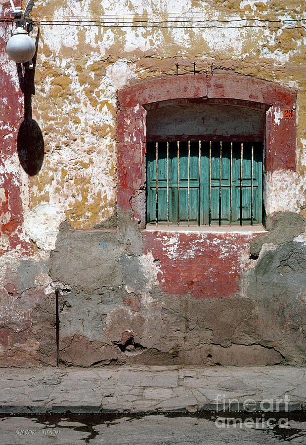 Mexico photos - Teal Window with Red Frame Photograph by Sharon Hudson