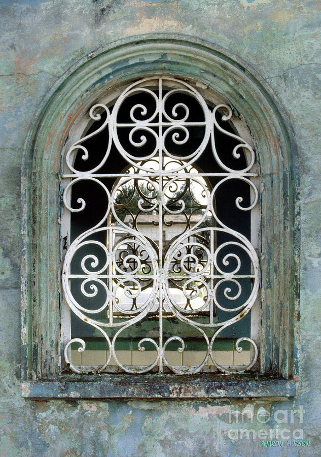 Mexico photos windows - Crypt Window with White Grille Photograph by Sharon Hudson