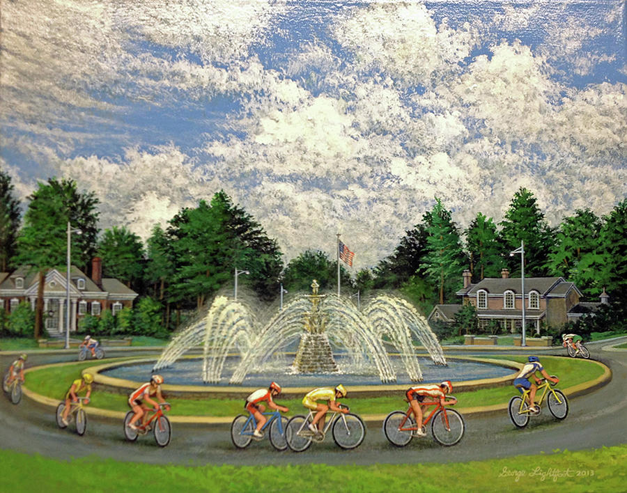 Meyer Circle Fountain Painting by George Lightfoot