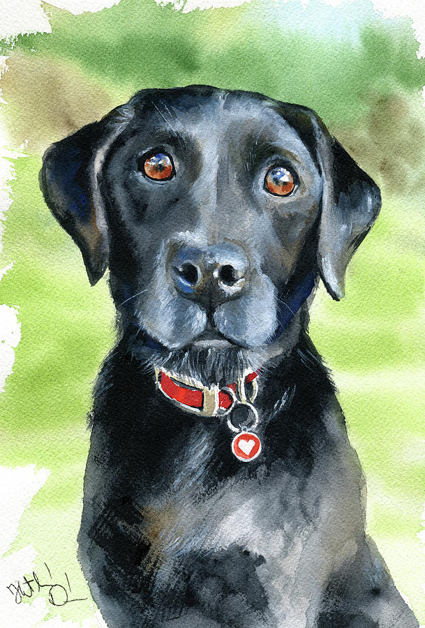 Mia Black Dog Painting Painting by Dora Hathazi Mendes