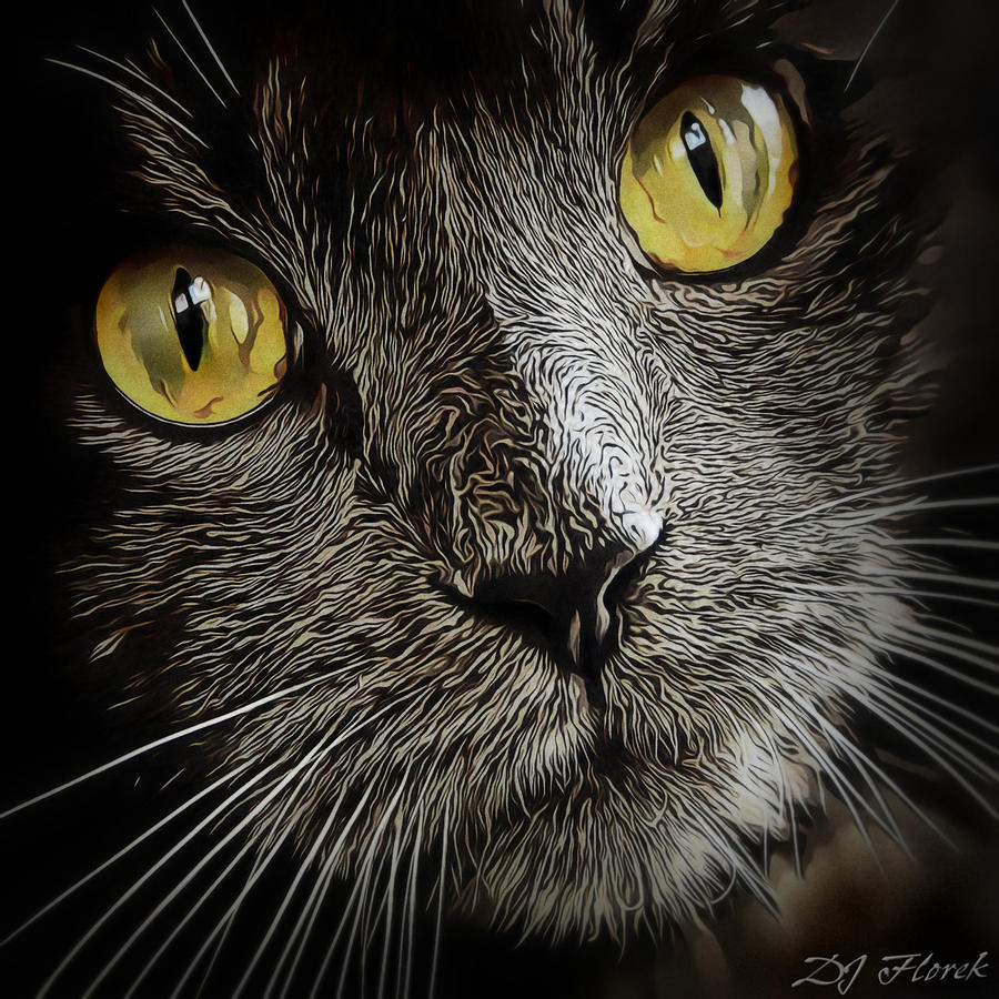 Mia Cat Digital Art by DJ Florek