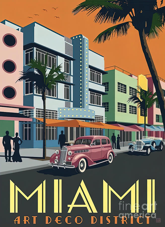 Miami Art Deco Travel Poster Photograph by Carlos Diaz