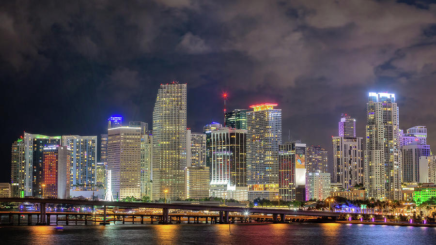 Miami at Night Photograph by Alex Mironyuk
