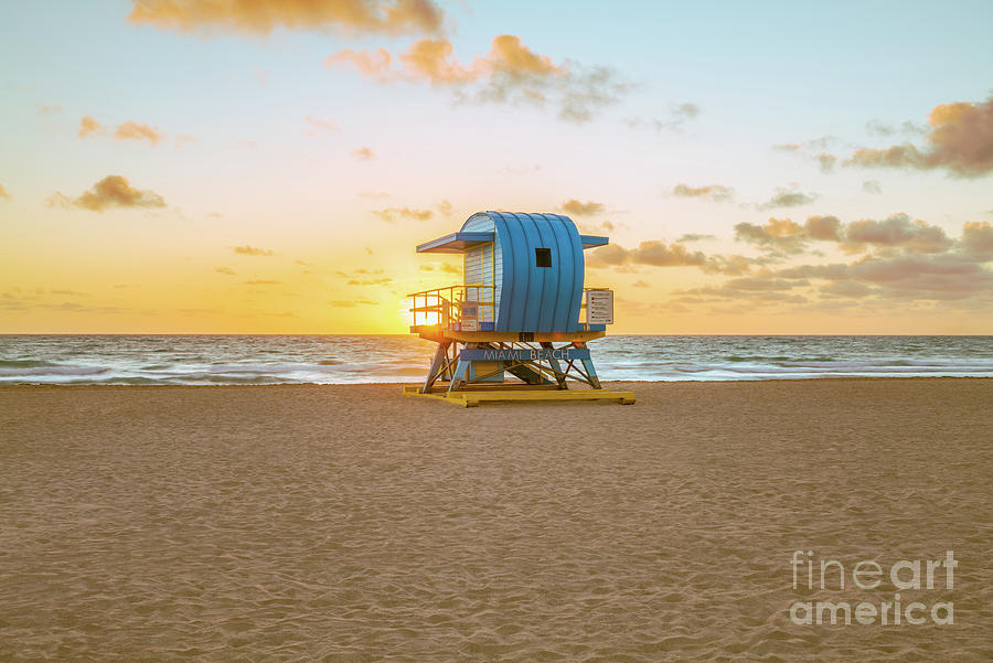 Miami Beach 1st Street Lifeguard Station at Sunrise Picture Photograph by Paul Velgos