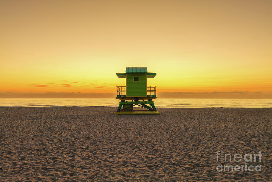 Miami Beach 6th Street Lifeguard Tower at Sunrise Photo Photograph by Paul Velgos
