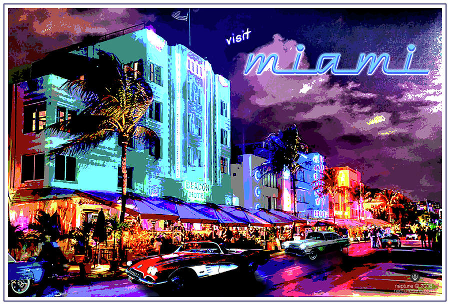 Miami Digital Art - Miami Beach by Jason Neptune Miami Digital Art - Miami Beach by Jason Neptune