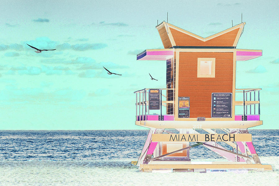 Miami Beach Landscape Art Painting by Sharon Cummings