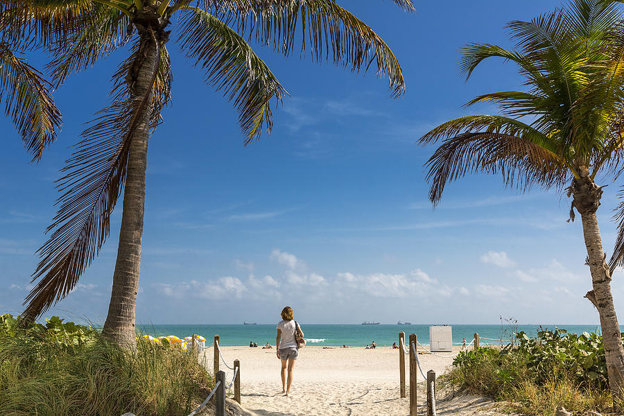 Miami, beach of South Beach Photograph by Sylvain Sonnet