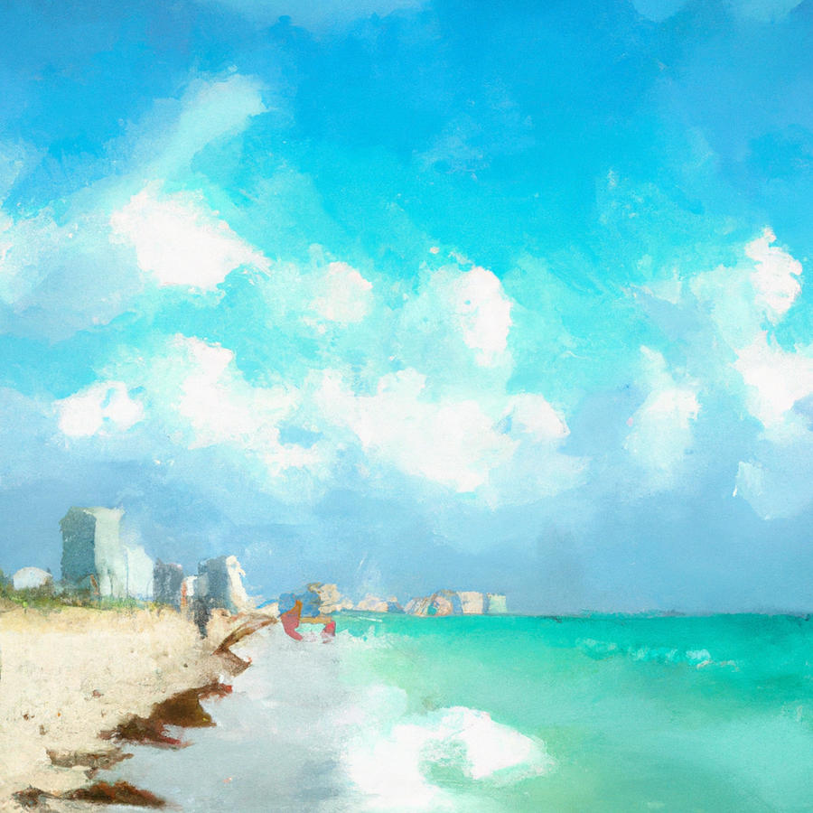 Miami beach scenery painting Digital Art by Licensed art - Fine Art America