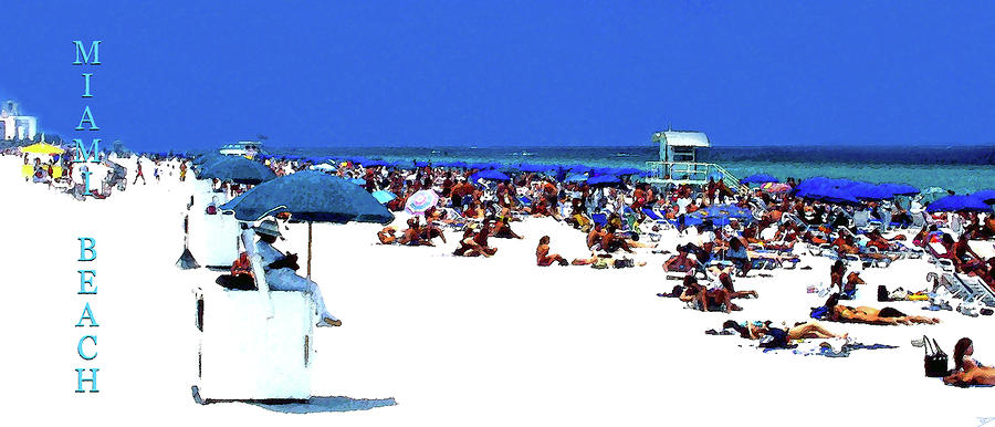 Summer Mixed Media - Miami Beach summer by David Lee Thompson