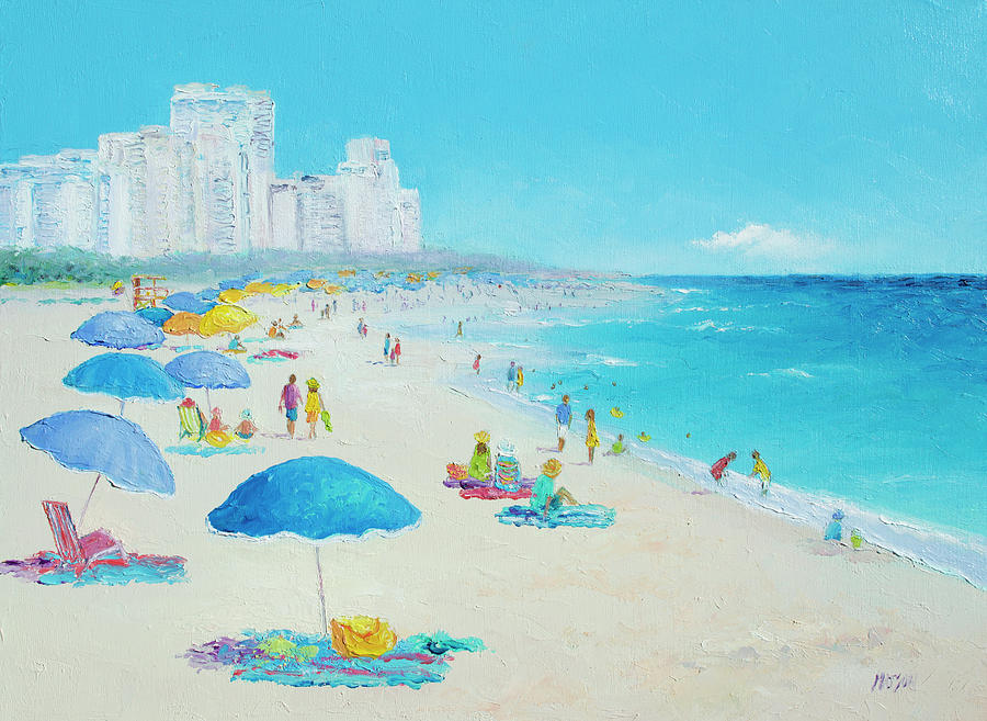 Miami Beach umbrellas Painting by Jan Matson