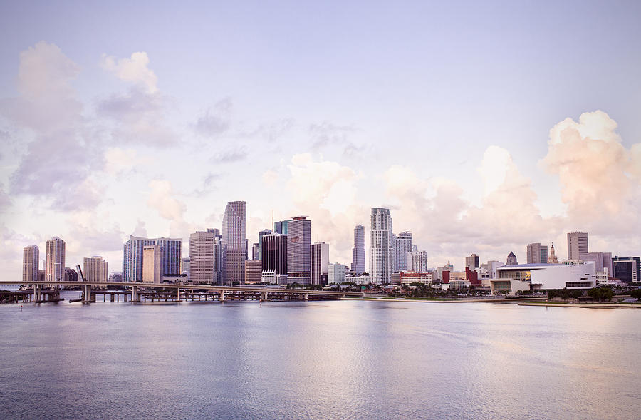 Miami city skyline and harbor, Florida, United States Photograph by PBNJ Productions