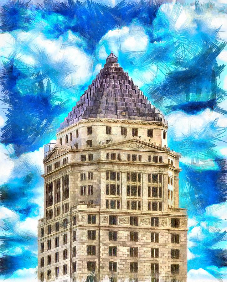Miami-Dade County Courthouse in Miami, Florida - pencil effect Digital Art by Nicko Prints