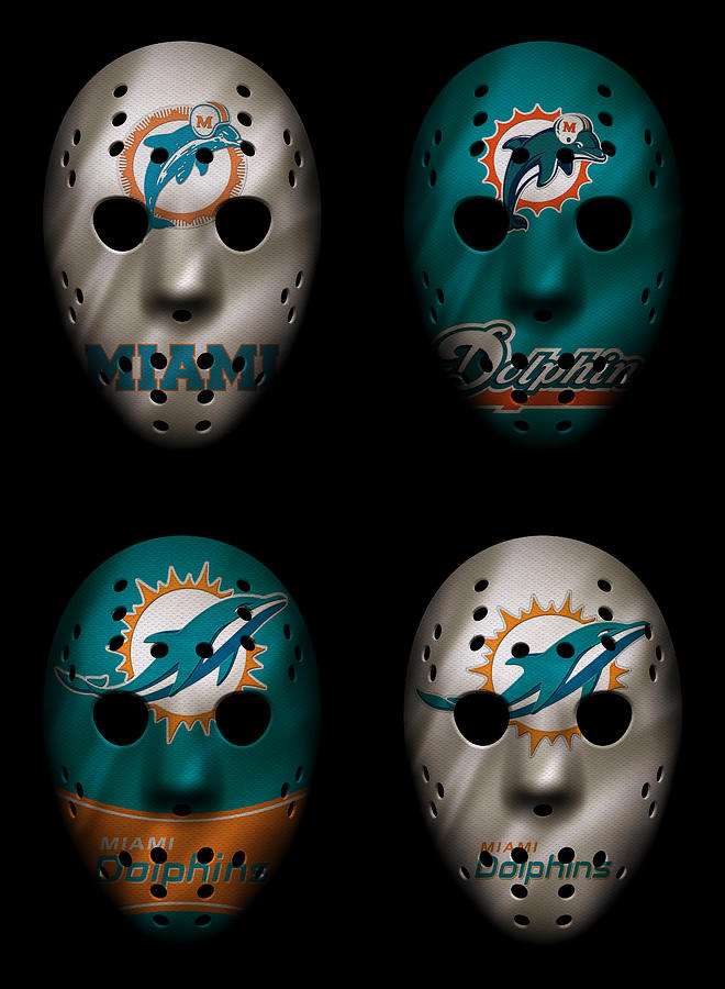 Miami Dolphins War Mask 2 Face Mask by Joe Hamilton - Fine Art America