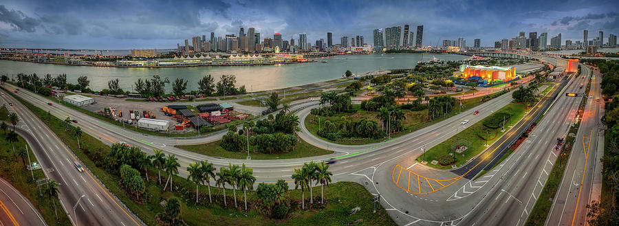 Miami FL Skyline Pano Photograph by Susan Candelario