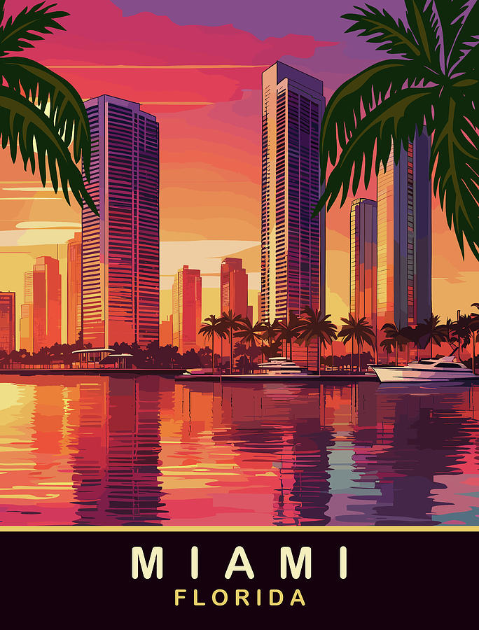 Miami, Florida Digital Art by Long Shot