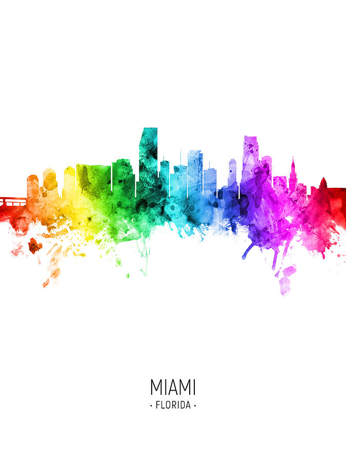 Miami Florida Skyline #40 Digital Art by Michael Tompsett