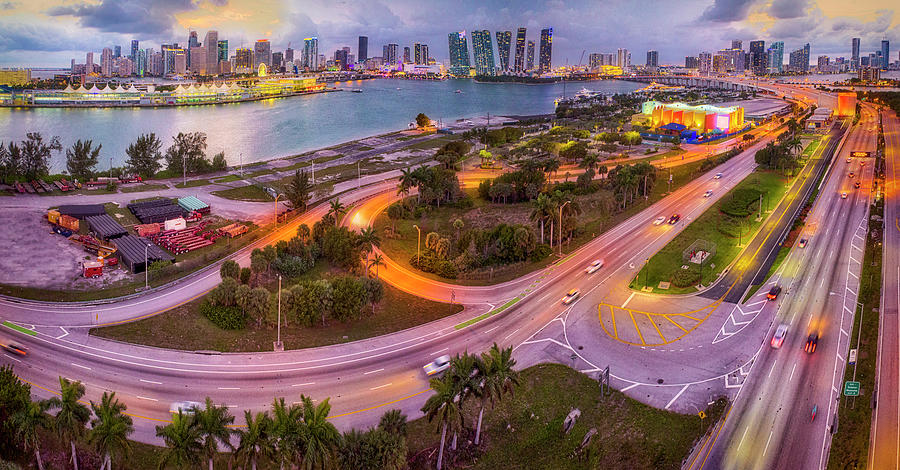 Miami Florida Skyline Aerial Photograph by Susan Candelario