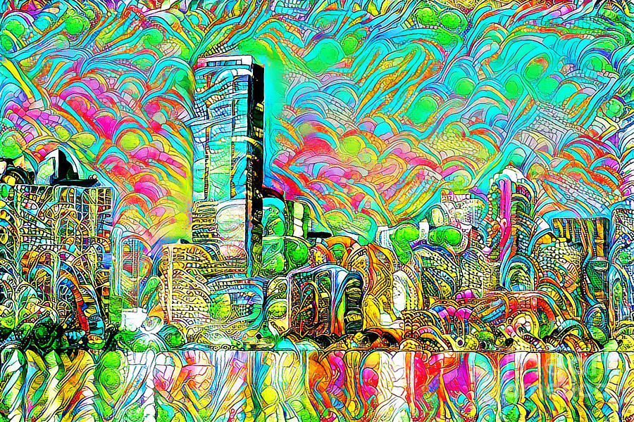 Miami Florida Skyline in Contemporary Vibrant Colorful Motif 20200509 Photograph by Wingsdomain Art and Photography