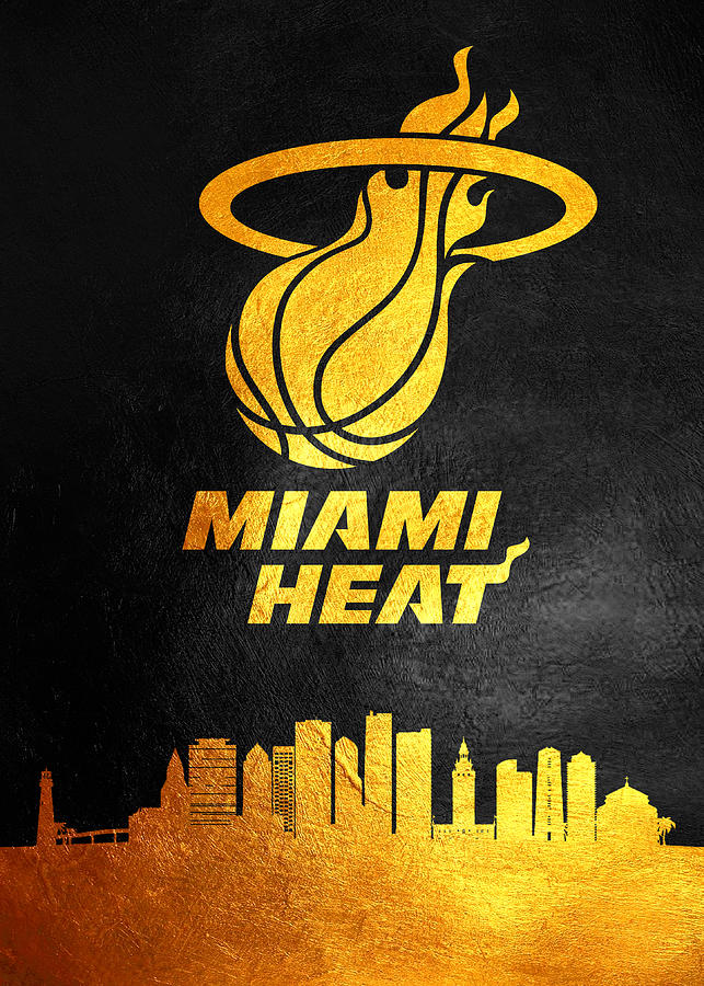 Miami Heat Gold Skyline Digital Art by AB Concepts