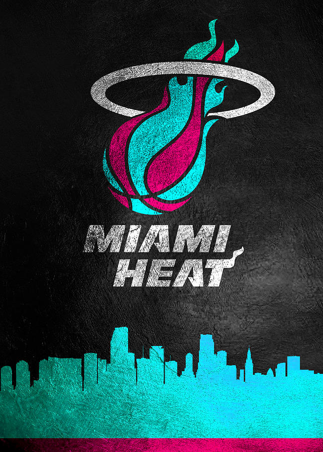 Miami Heat Vice Skyline Digital Art By Ab Concepts
