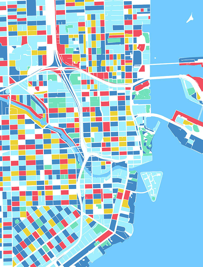 Miami Map Retro 7 Digital Art
