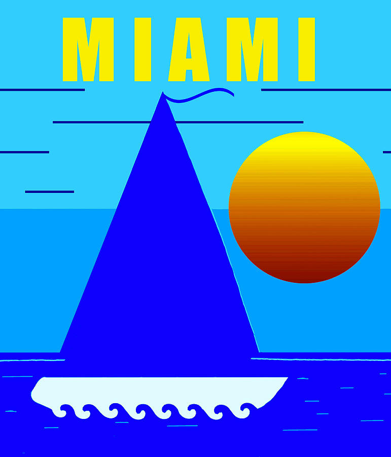 Summer Mixed Media - Miami sailing by David Lee Thompson