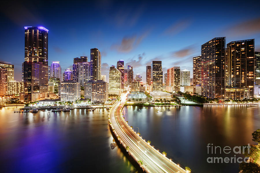 Miami skyline at night Photograph by Matteo Colombo
