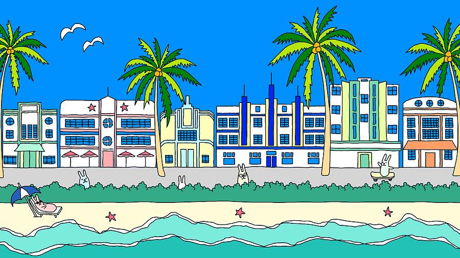 Miami South Beach Drawing by La Maison Du Lapino Fine Art America