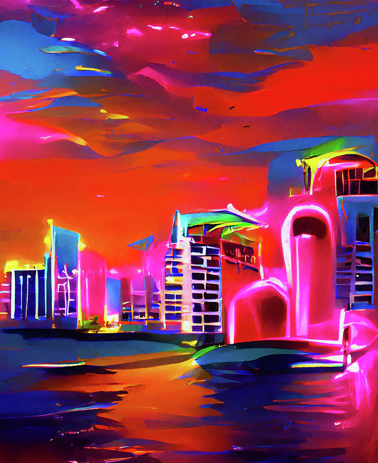 Miami Sunset, 01 Painting by AM FineArtPrints