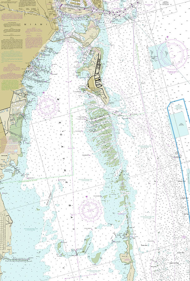 Miami to Elliot Key Nautical Chart 11465 No Borders Digital Art by John ...