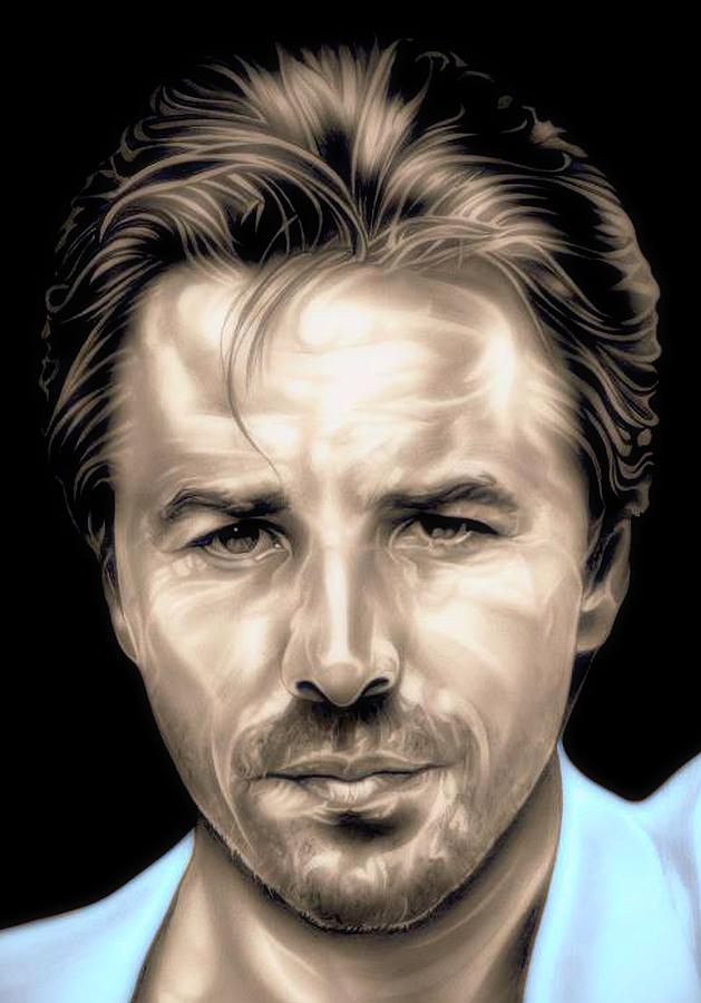 Miami Vice - Sonny Crockett - Colored Close up Edition Drawing by Fred Larucci