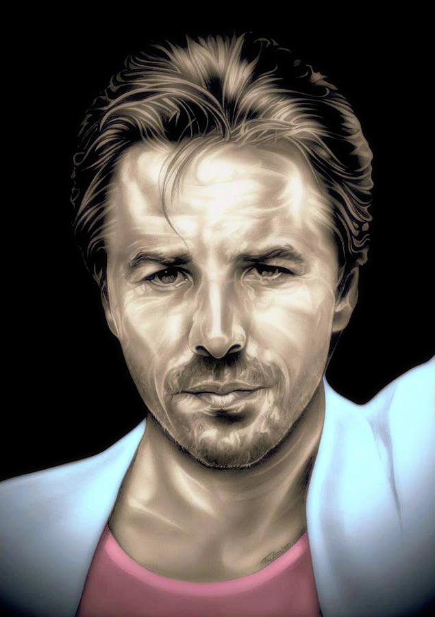 Miami Vice - Sonny Crockett - Colored Edition Drawing by Fred Larucci