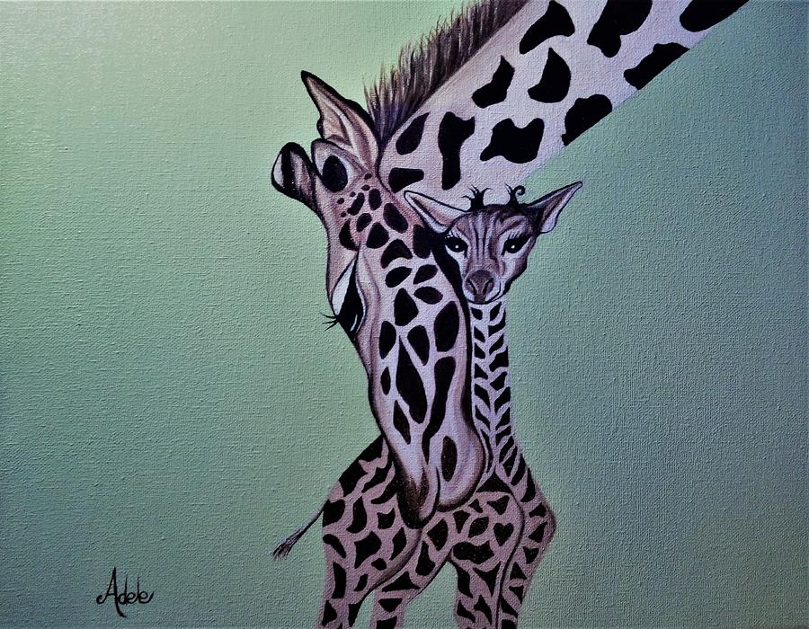Mias Giraffe Painting by Adele Moscaritolo