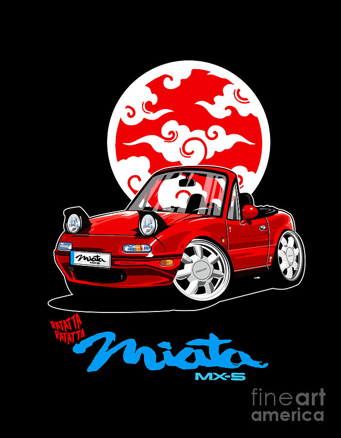 miata MX5 Car Vector Art CARtoon - CARicature style Digital Art by The ...